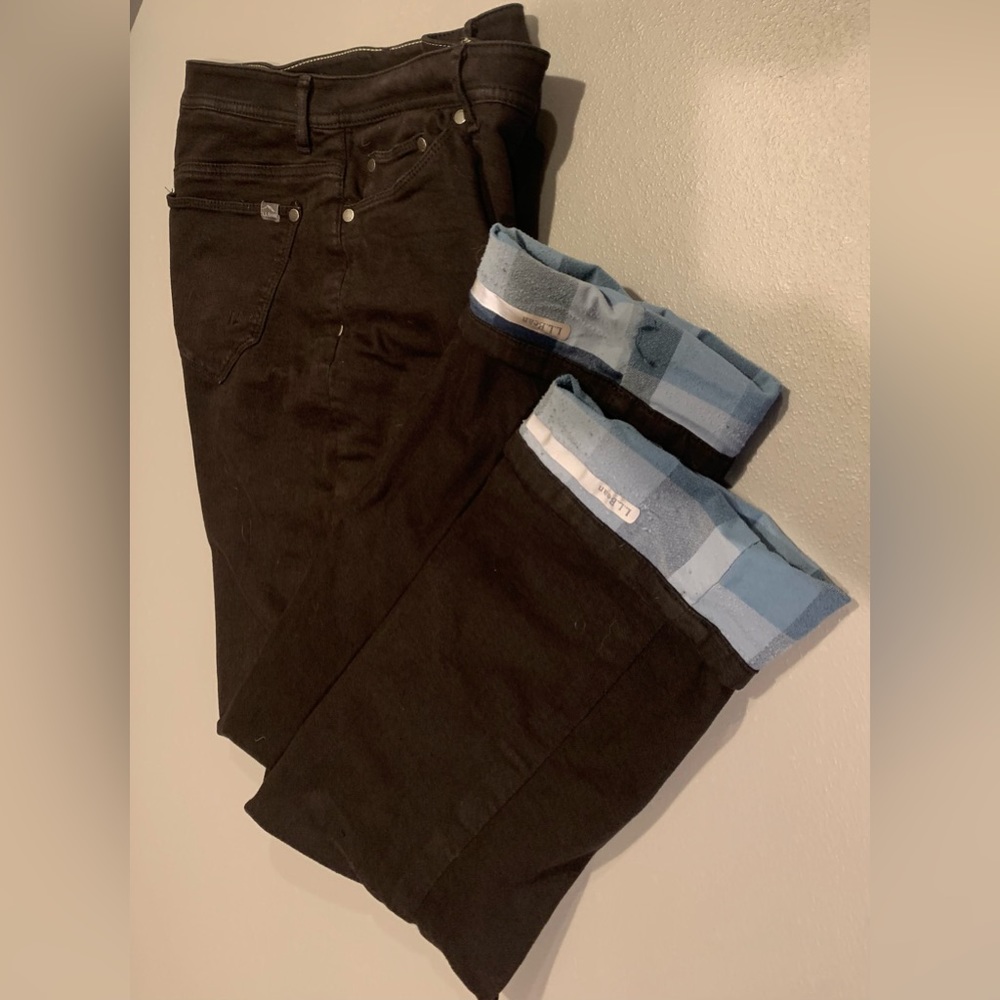 LL Bean Flannel Lined Favorite Fit Black Jeans size 12 Regular